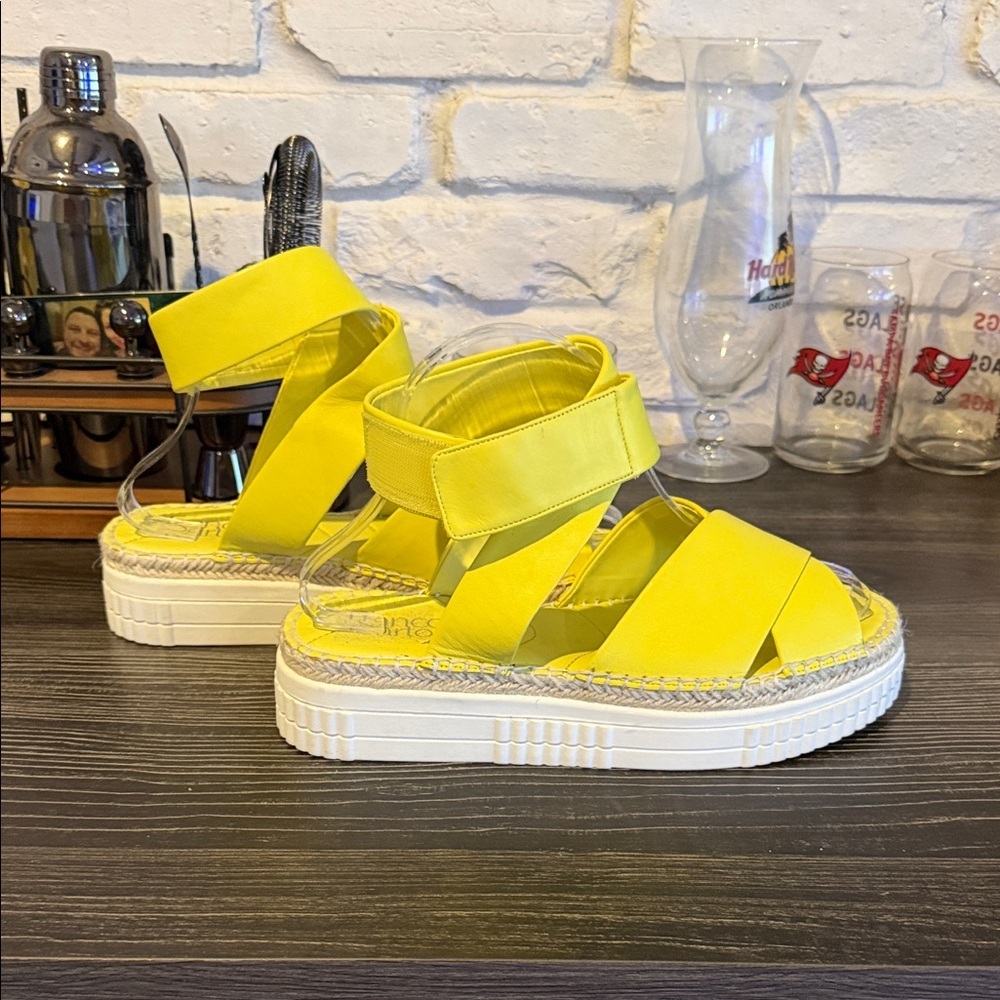 Franco Sarto Yellow Women's Platform Sandals - Picture 3 of 6